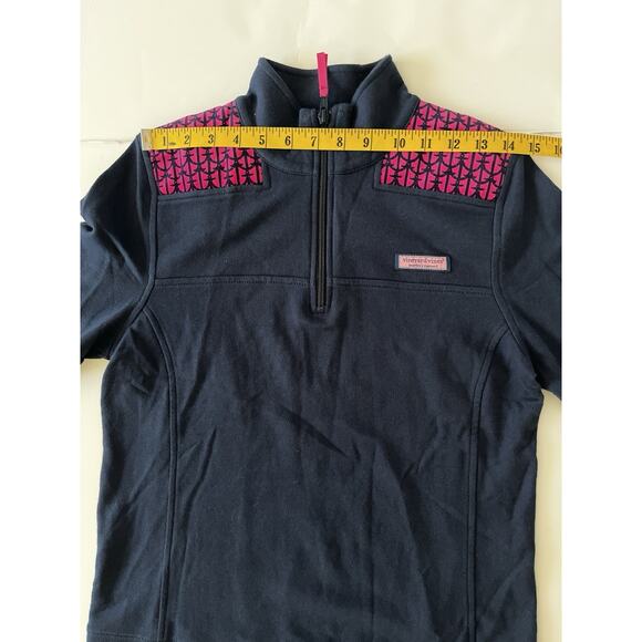 Vineyard Vines 3/4 Zip Shepard Pullover Women XS Blue Pink Corduroy Aztec Print - Picture 3 of 9